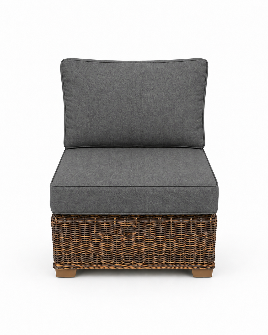 Seacoast Wicker Armless Chair in brown wicker, Cast Slate (40434)