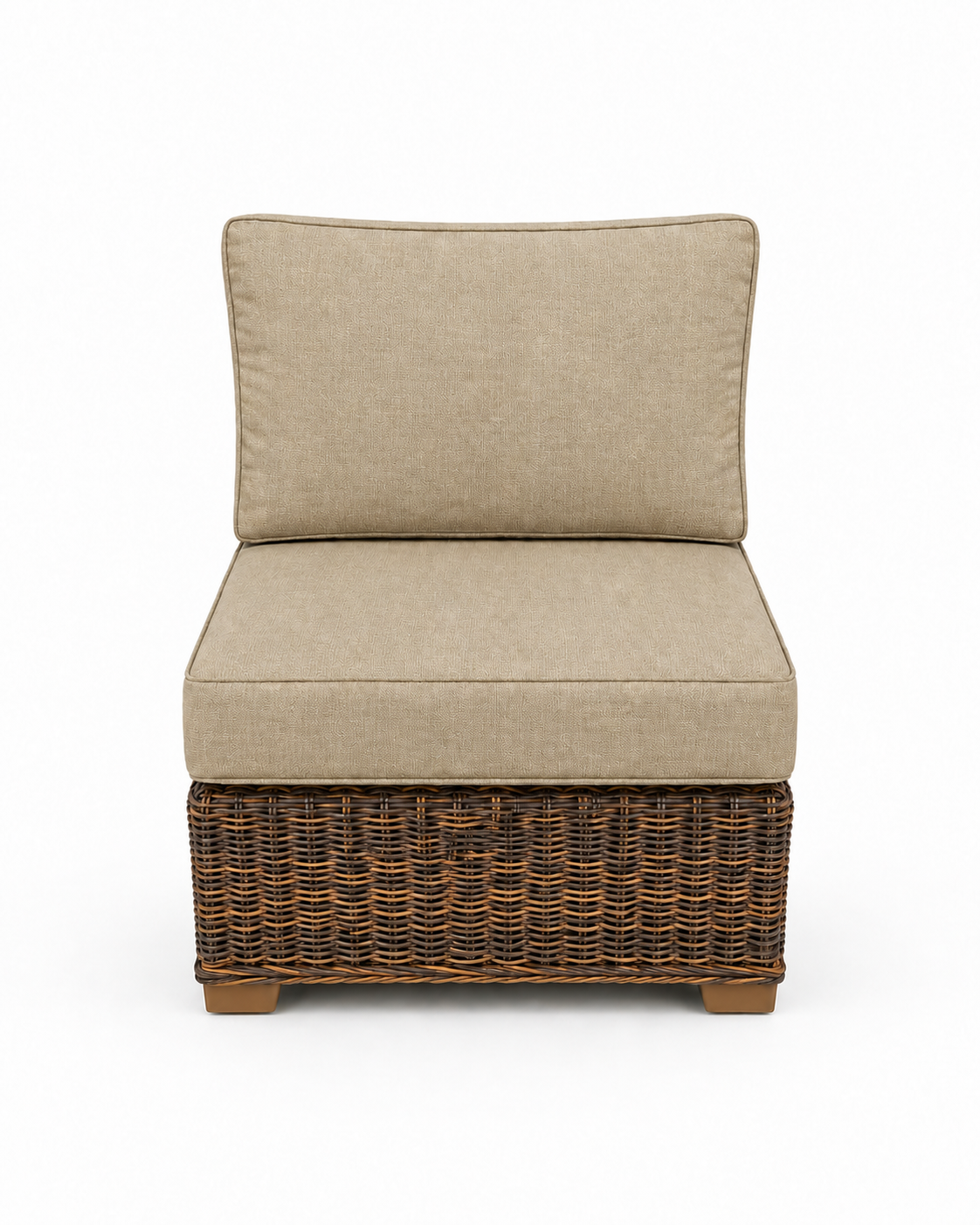 Seacoast Wicker Armless Chair in brown wicker, Spectrum Sand (48019)
