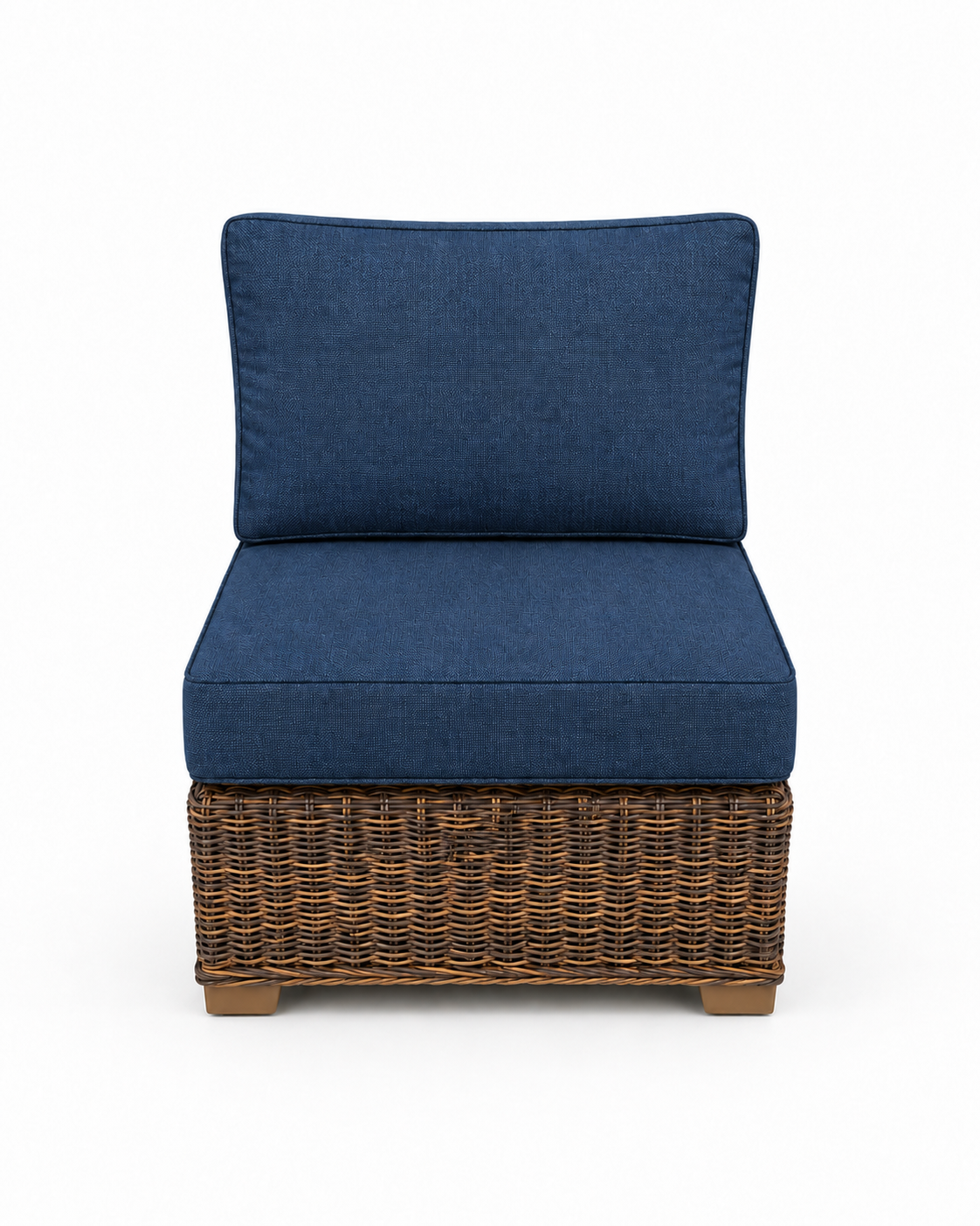 Seacoast Wicker Armless Chair in brown wicker, Spectrum Indigo (48080)