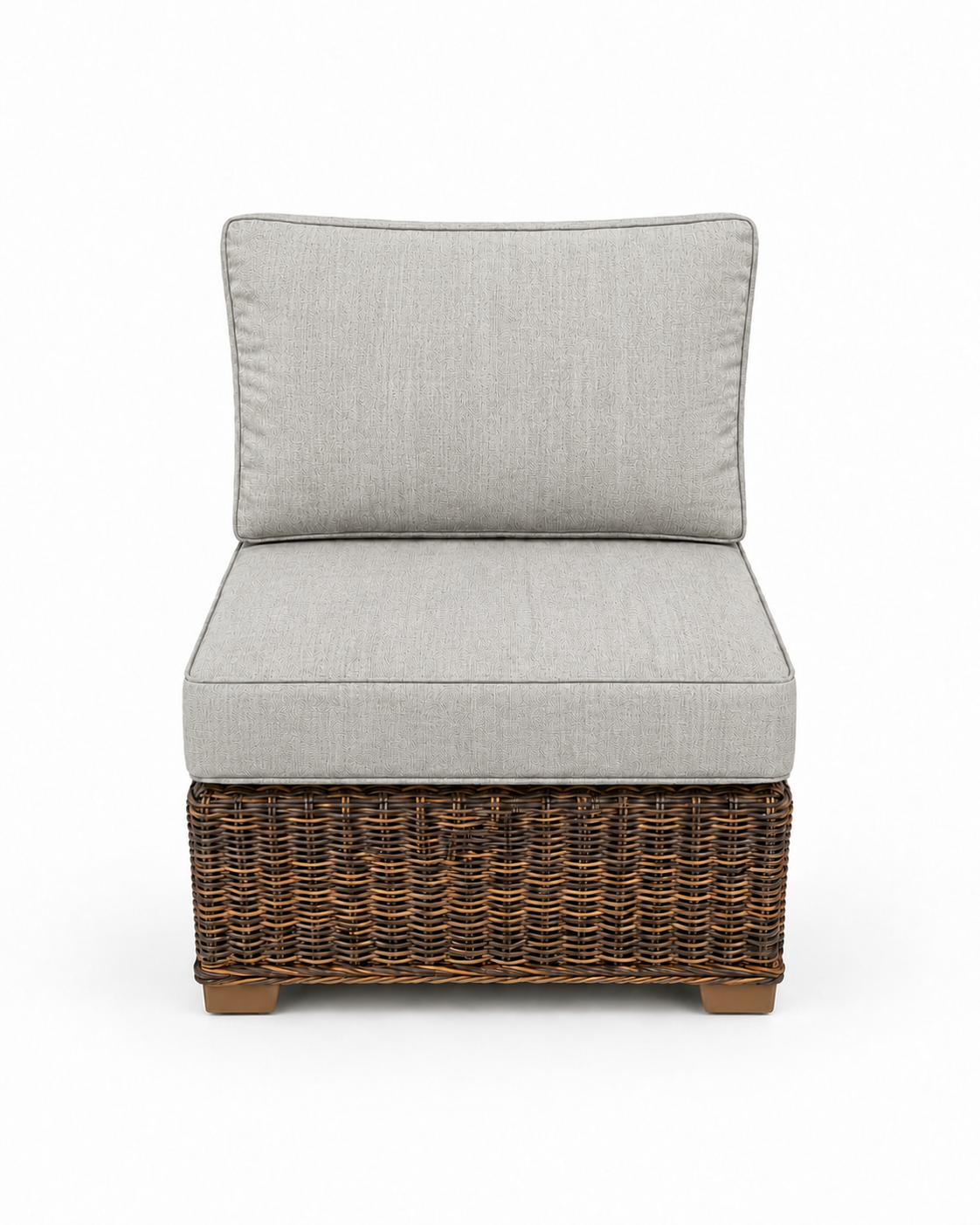Seacoast Wicker Armless Chair in brown wicker, Canvas Granite (5402)