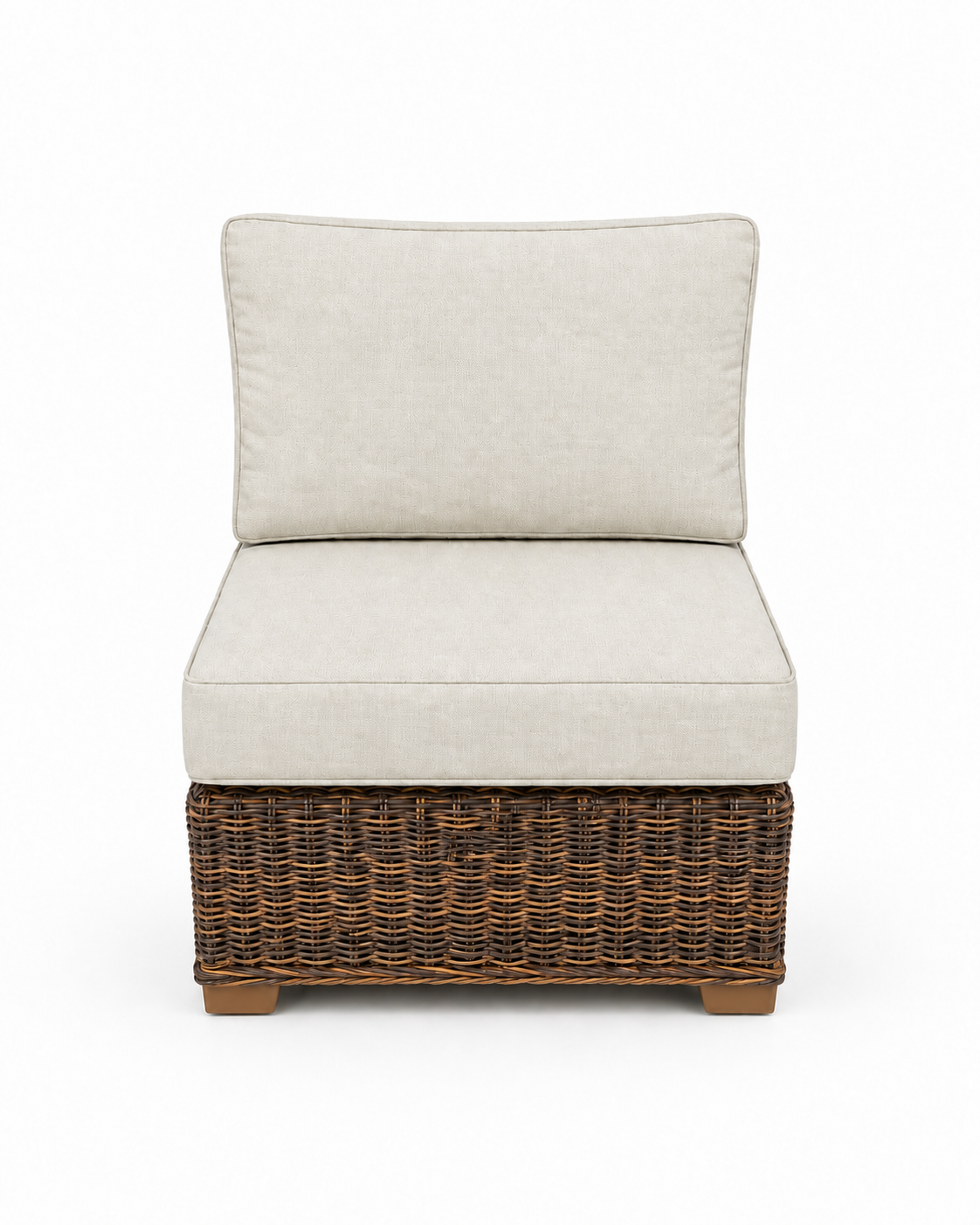 Seacoast Wicker Armless Chair in brown wicker, Canvas Canvas (5453)
