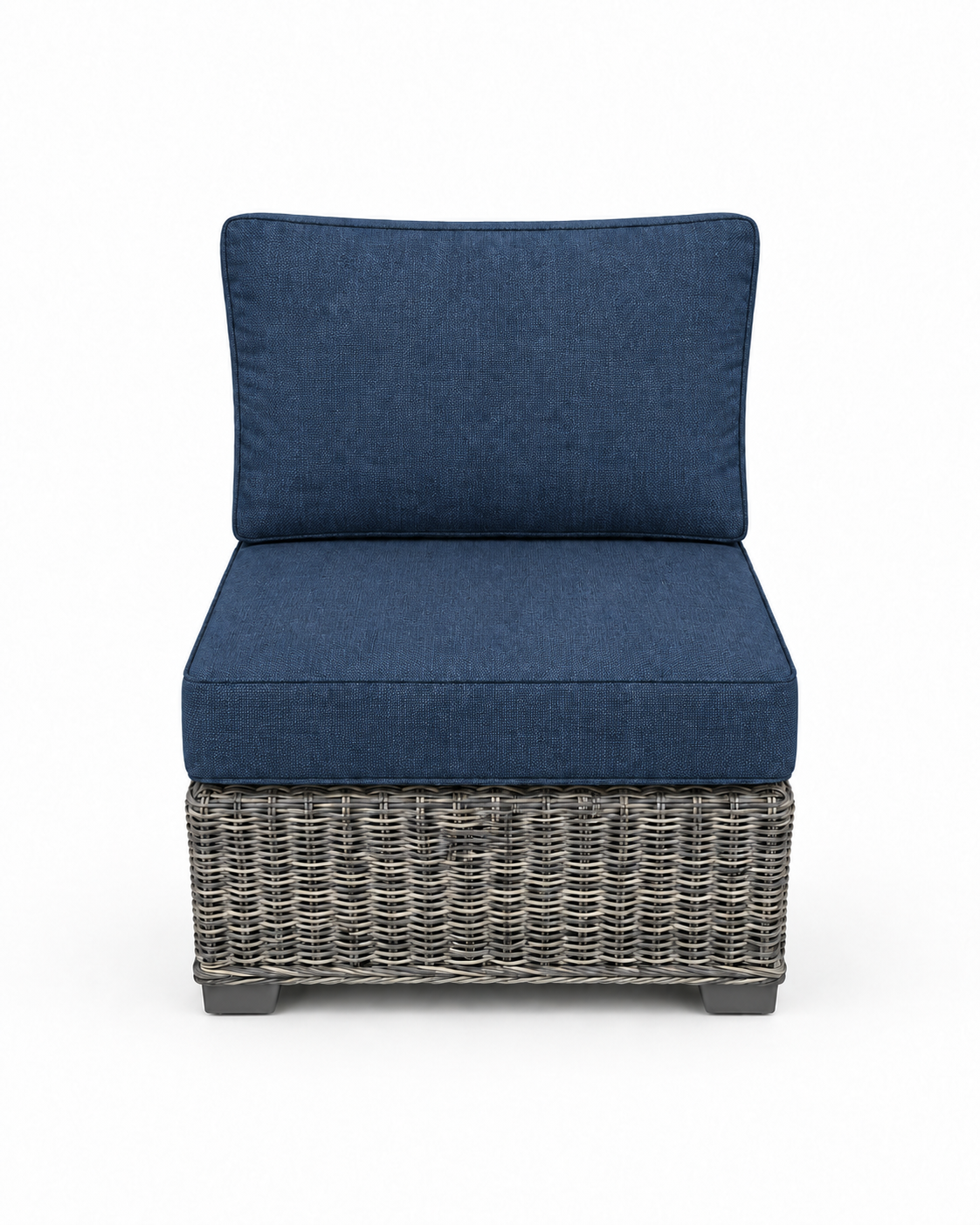 Seacoast Wicker Armless Chair in gray wicker, Spectrum Indigo (48080)