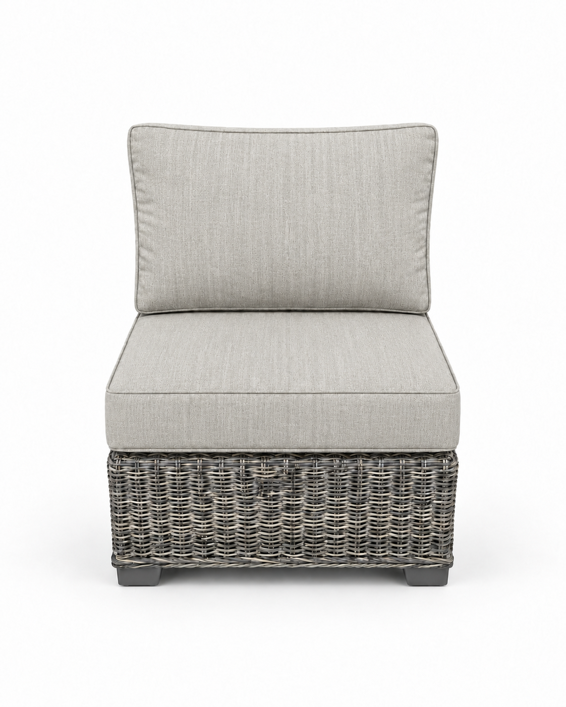 Seacoast Wicker Armless Chair in gray wicker, Canvas Granite (5402)