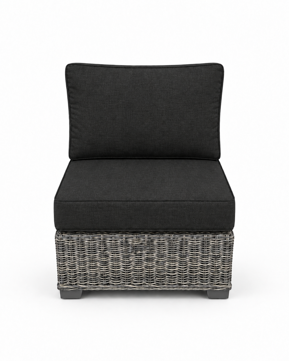 Seacoast Wicker Armless Chair in gray wicker, Canvas Black (5408)