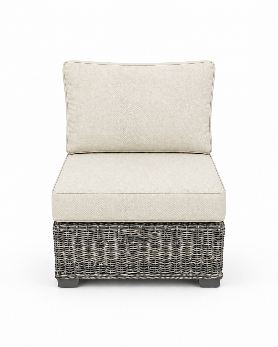 Seacoast Wicker Armless Chair in gray wicker, Canvas Canvas (5453)