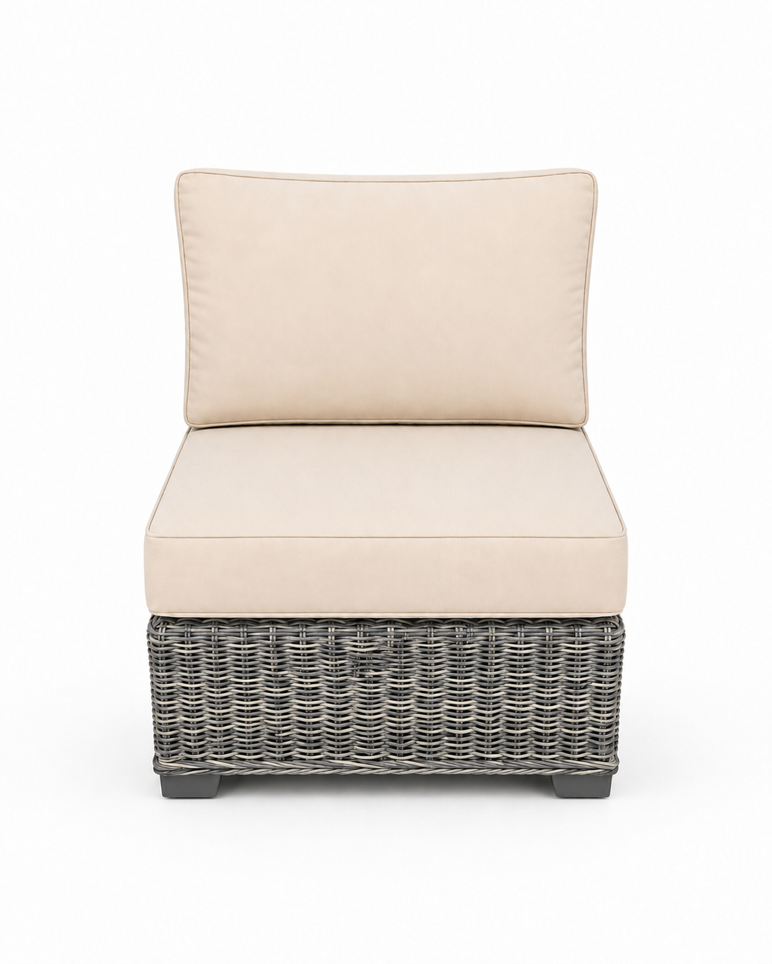 Seacoast Wicker Armless Chair in gray wicker