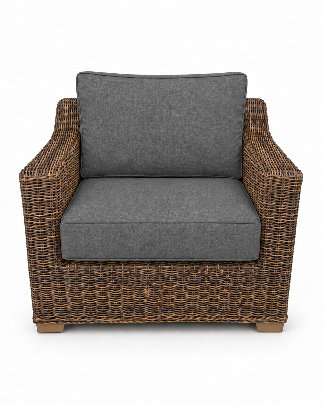 Seacoast Wicker Club Chair in brown wicker, Cast Slate (40434)