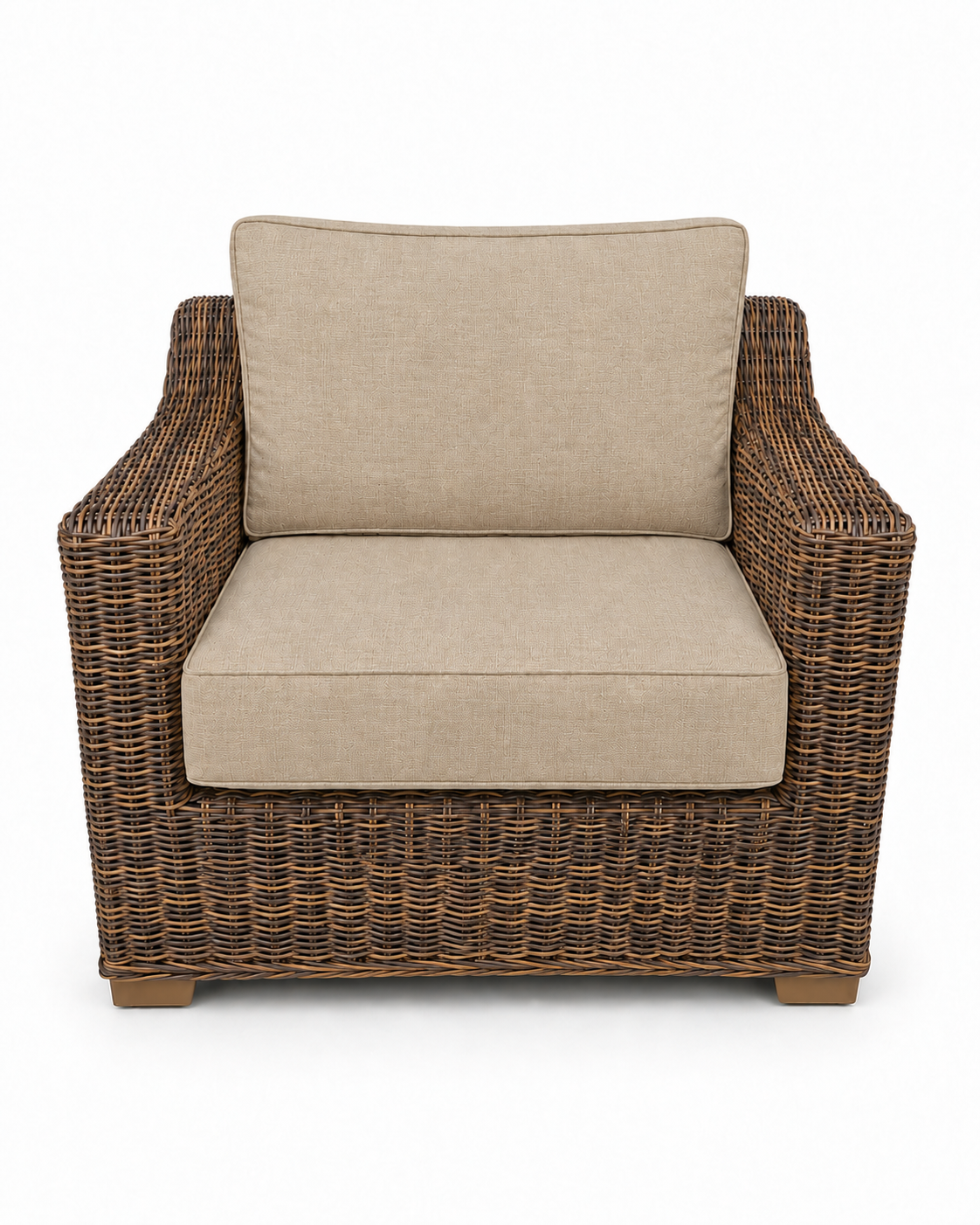 Seacoast Wicker Club Chair in brown wicker, Spectrum Sand (48019)