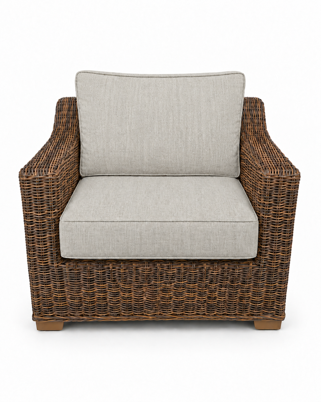 Seacoast Wicker Club Chair in brown wicker, Canvas Granite (5402)