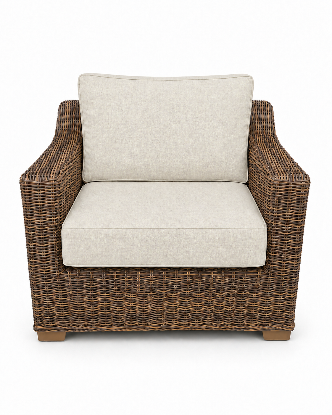 Seacoast Wicker Club Chair in brown wicker, Canvas Canvas (5453)