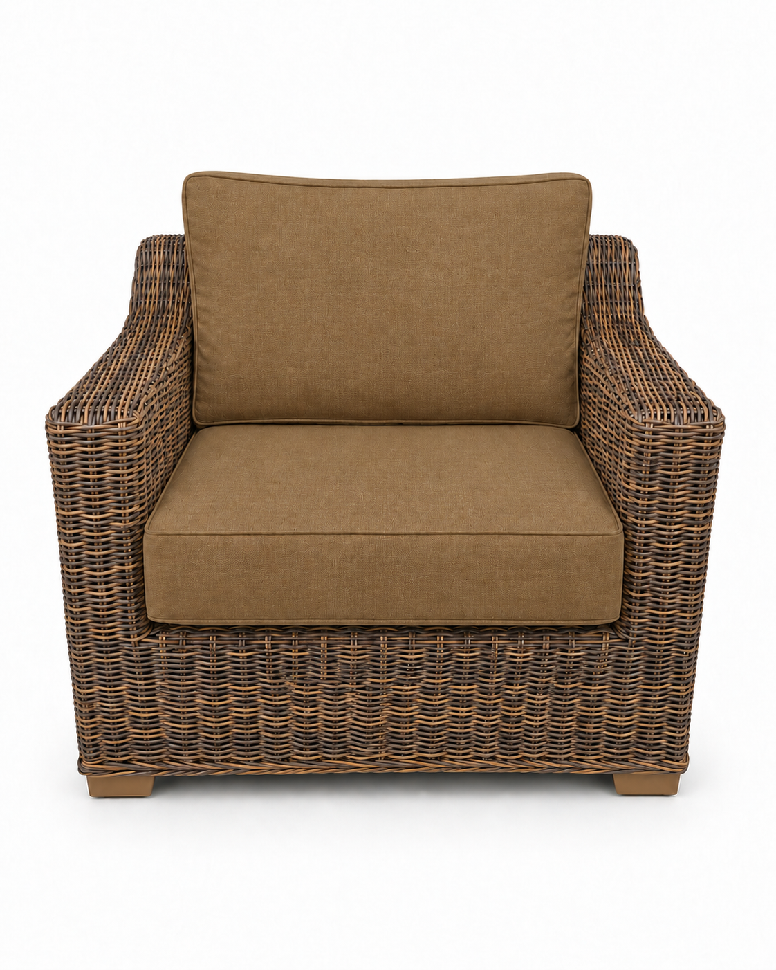 Seacoast Wicker Club Chair in brown wicker, Canvas Teak (5488)