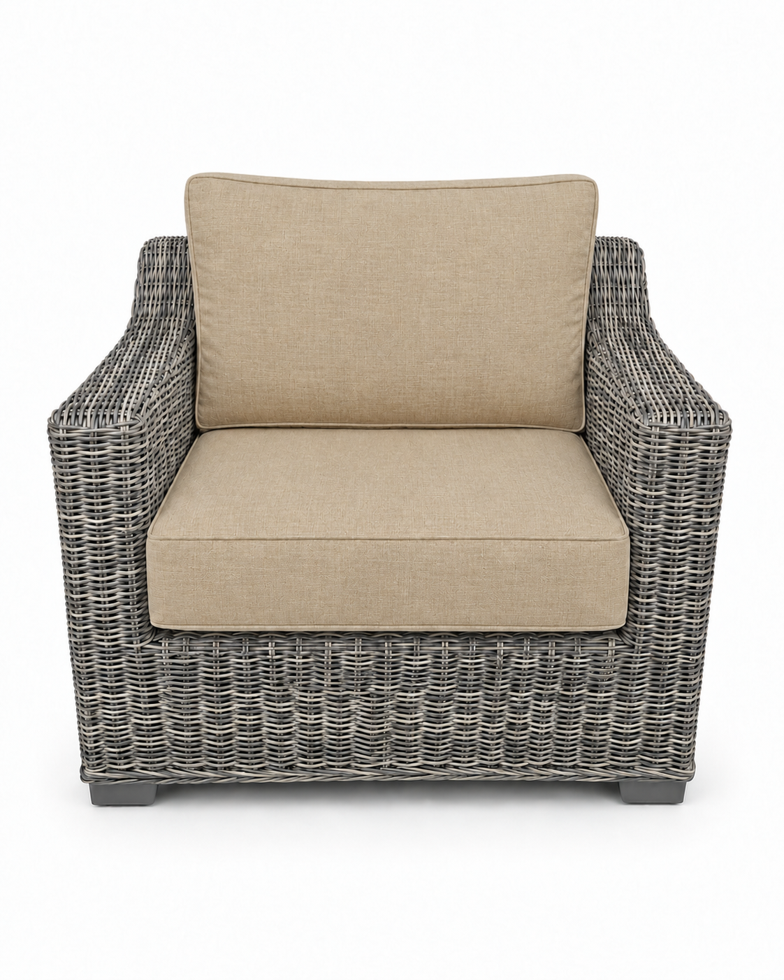 Seacoast Wicker Club Chair in gray wicker, Spectrum Sand (48019)