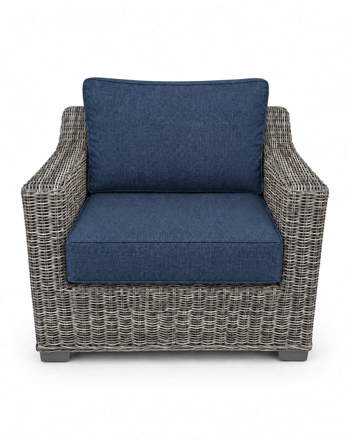 Seacoast Wicker Club Chair in gray wicker, Spectrum Indigo (48080)