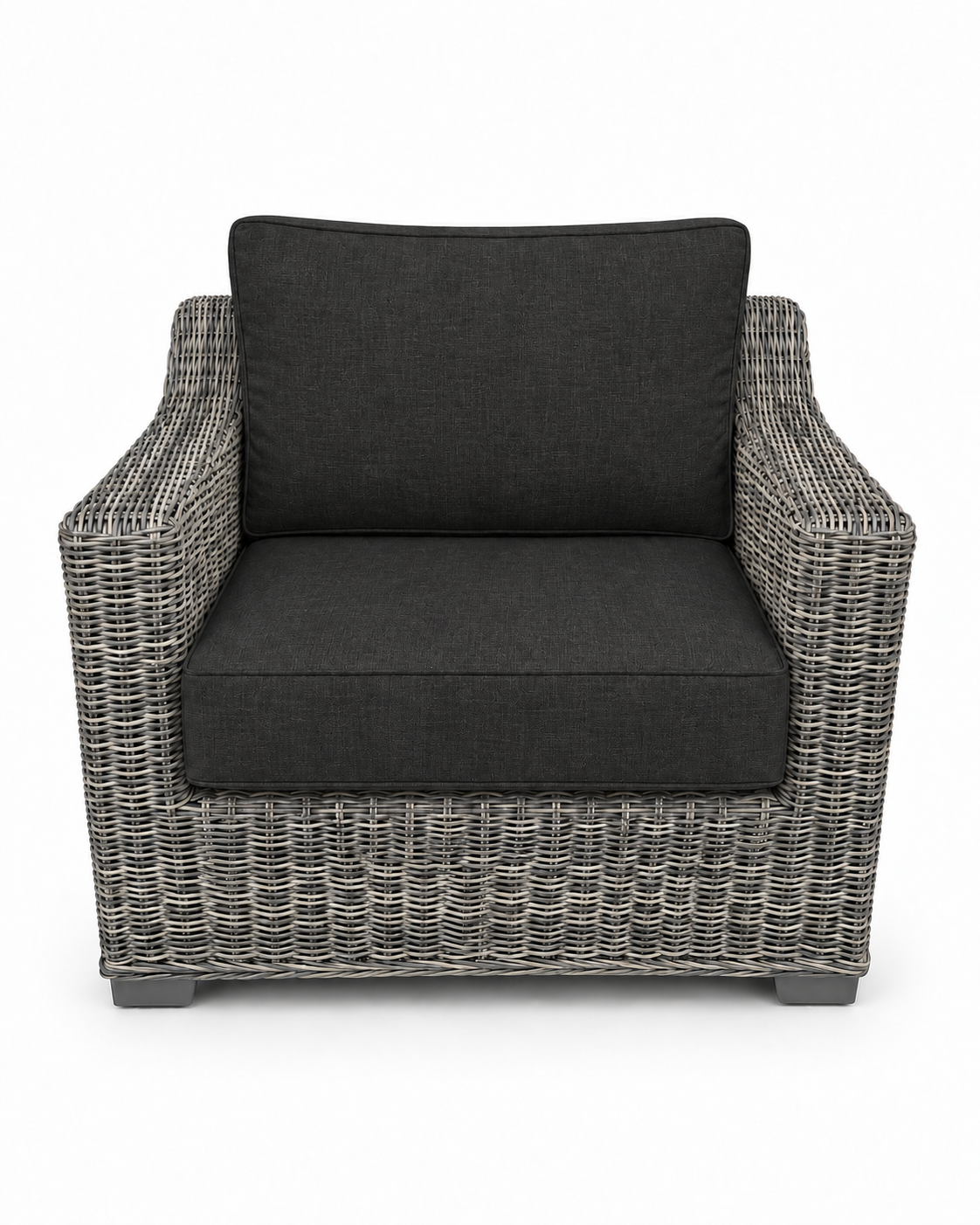 Seacoast Wicker Club Chair in gray wicker, Canvas Black (5408)