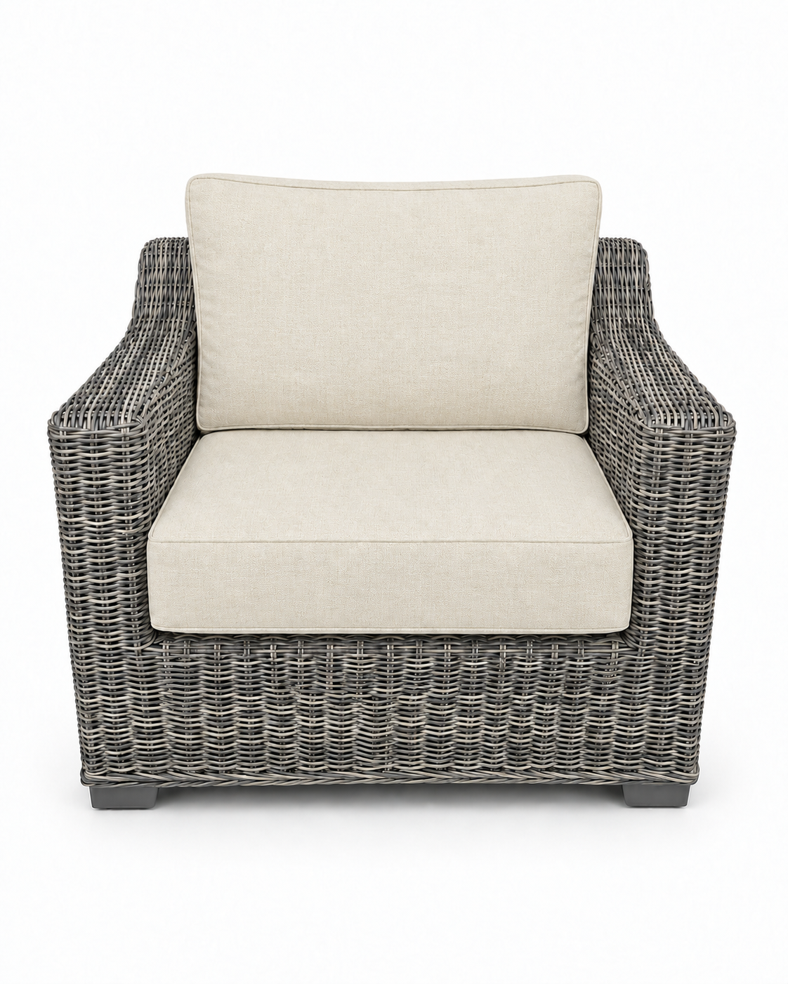 Seacoast Wicker Club Chair in gray wicker, Canvas Canvas (5453)