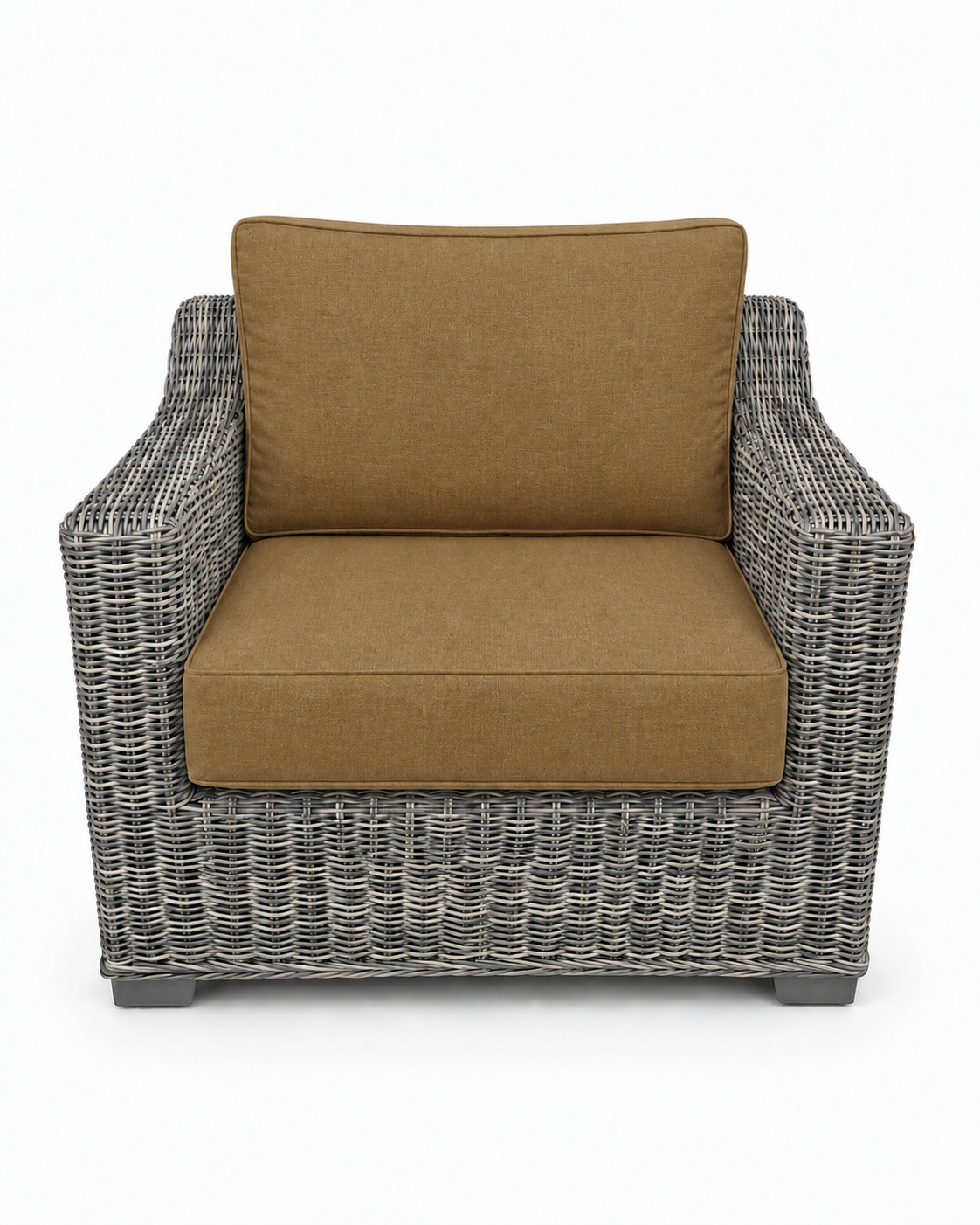 Seacoast Wicker Club Chair in gray wicker, Canvas Teak (5488)