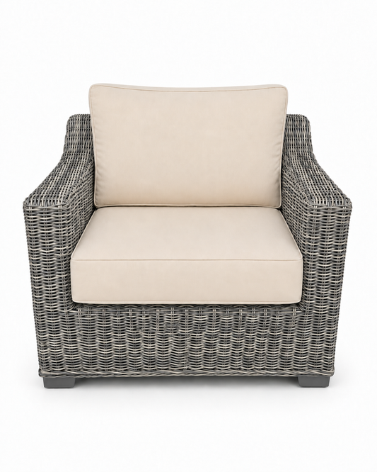 Seacoast Wicker Club Chair in gray wicker