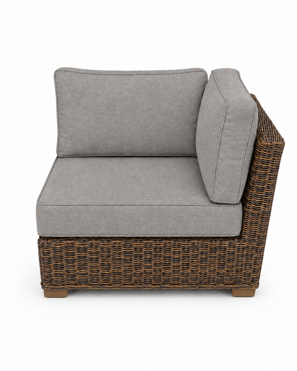 Seacoast Wicker Corner Chair in brown wicker, Cast Shale (40432)