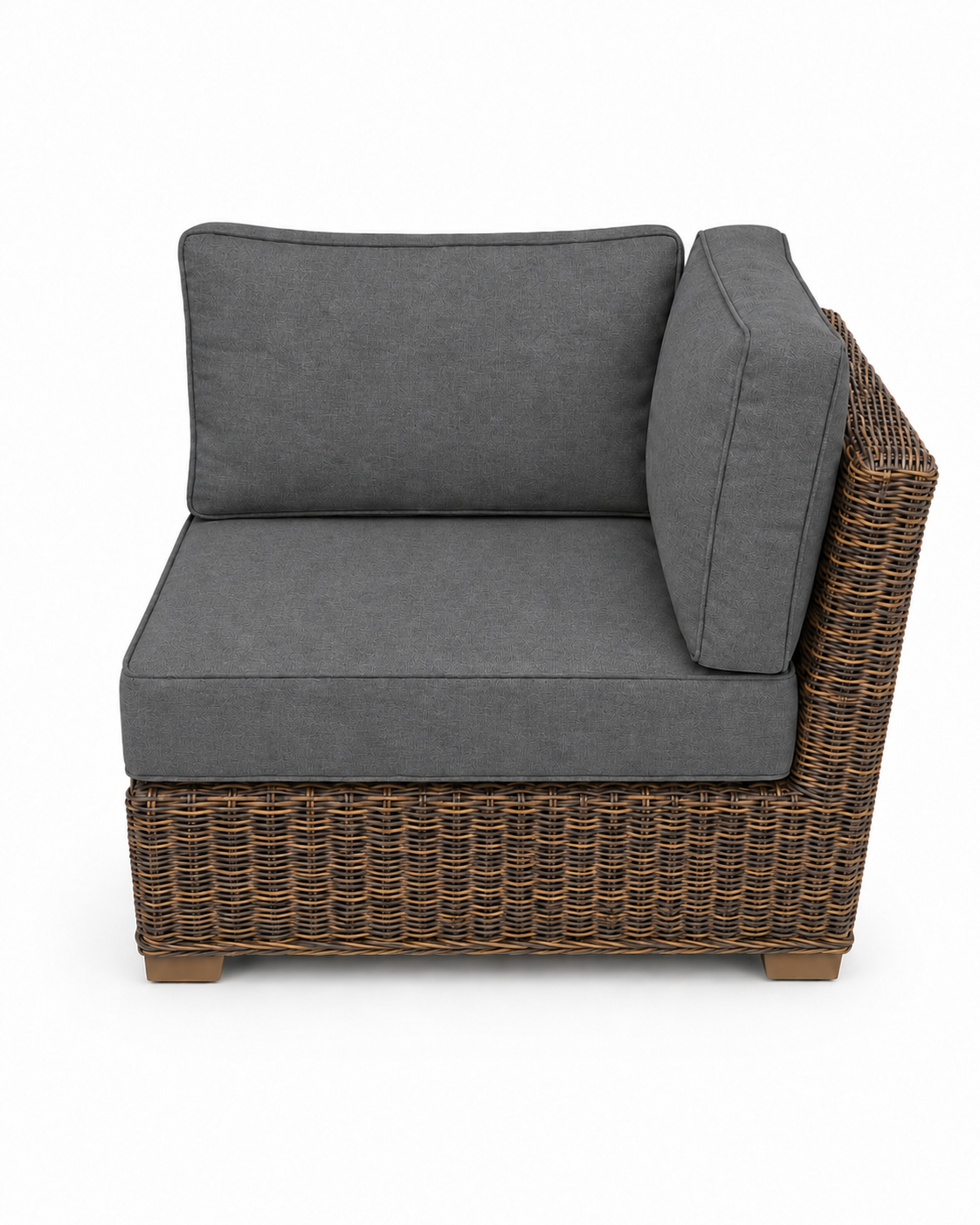 Seacoast Wicker Corner Chair in brown wicker, Cast Slate (40434)