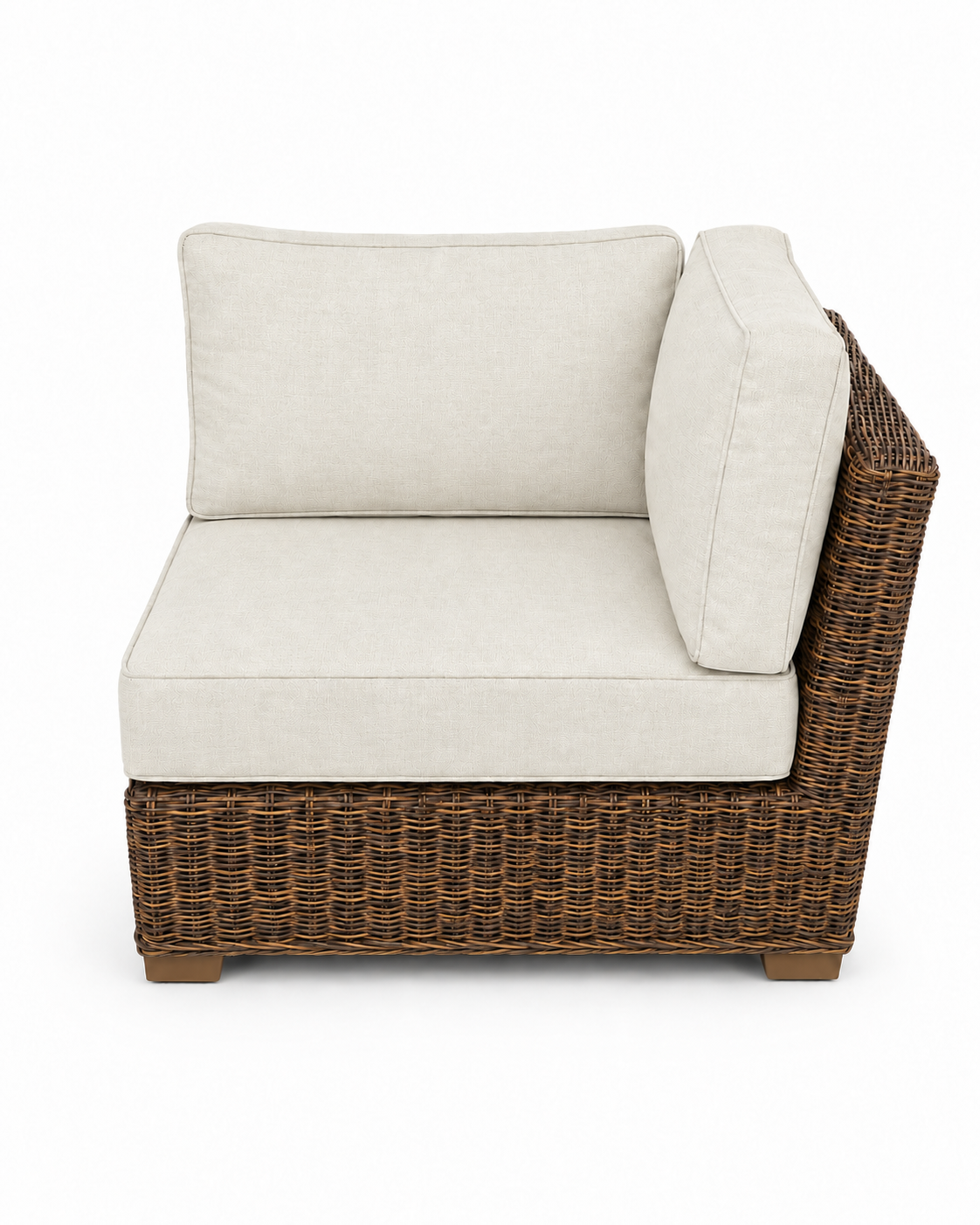 Seacoast Wicker Corner Chair in brown wicker, Canvas Canvas (5453)