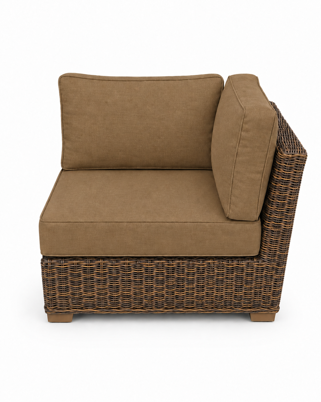 Seacoast Wicker Corner Chair in brown wicker, Canvas Teak (5488)