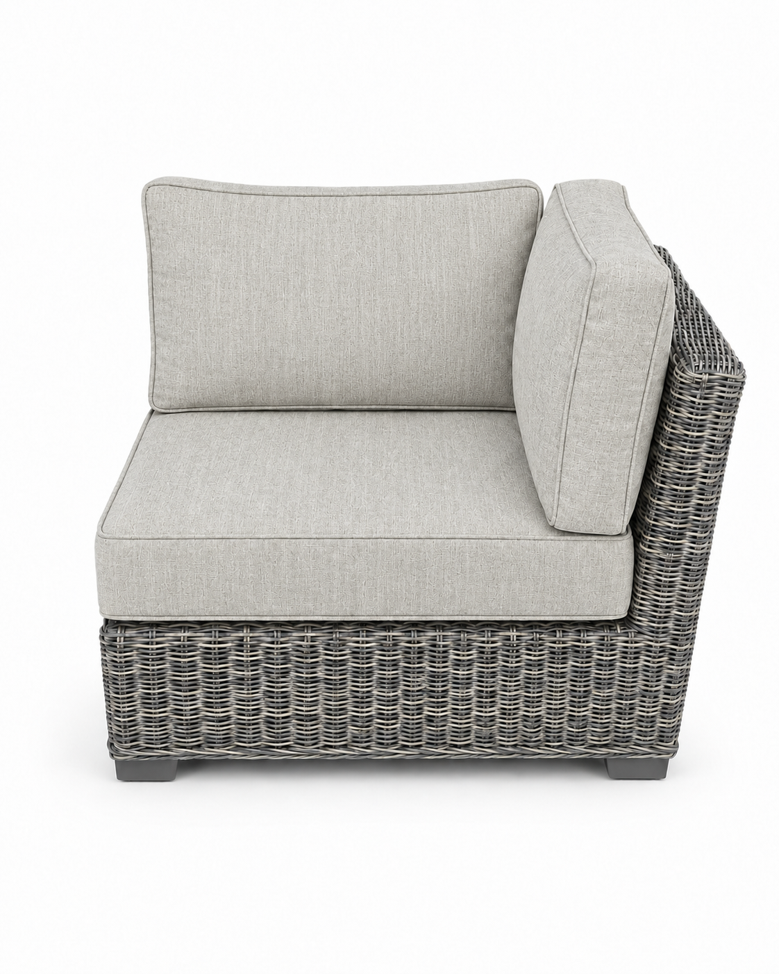 Seacoast Wicker Corner Chair in gray wicker, Canvas Granite (5402)