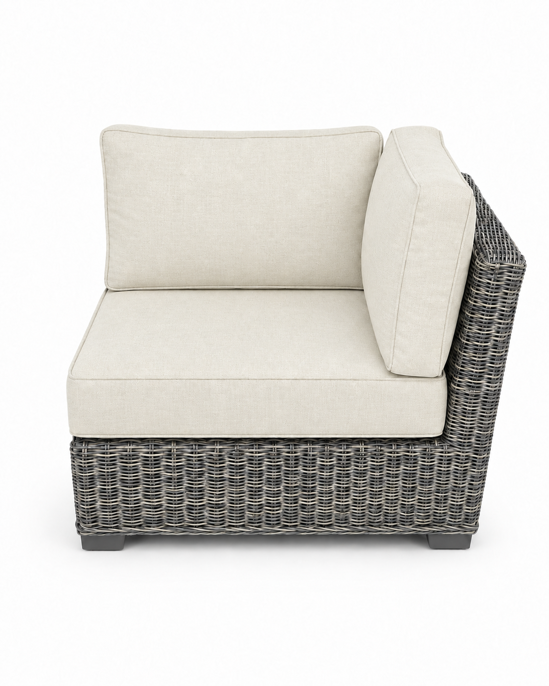 Seacoast Wicker Corner Chair in gray wicker, Canvas Canvas (5453)