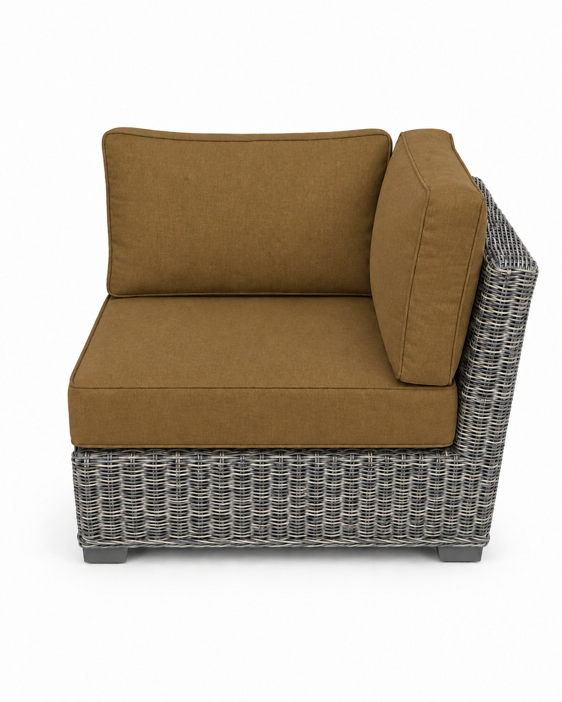 Seacoast Wicker Corner Chair in gray wicker, Canvas Teak (5488)