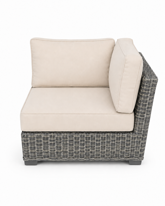 Seacoast Wicker Corner Chair in gray wicker