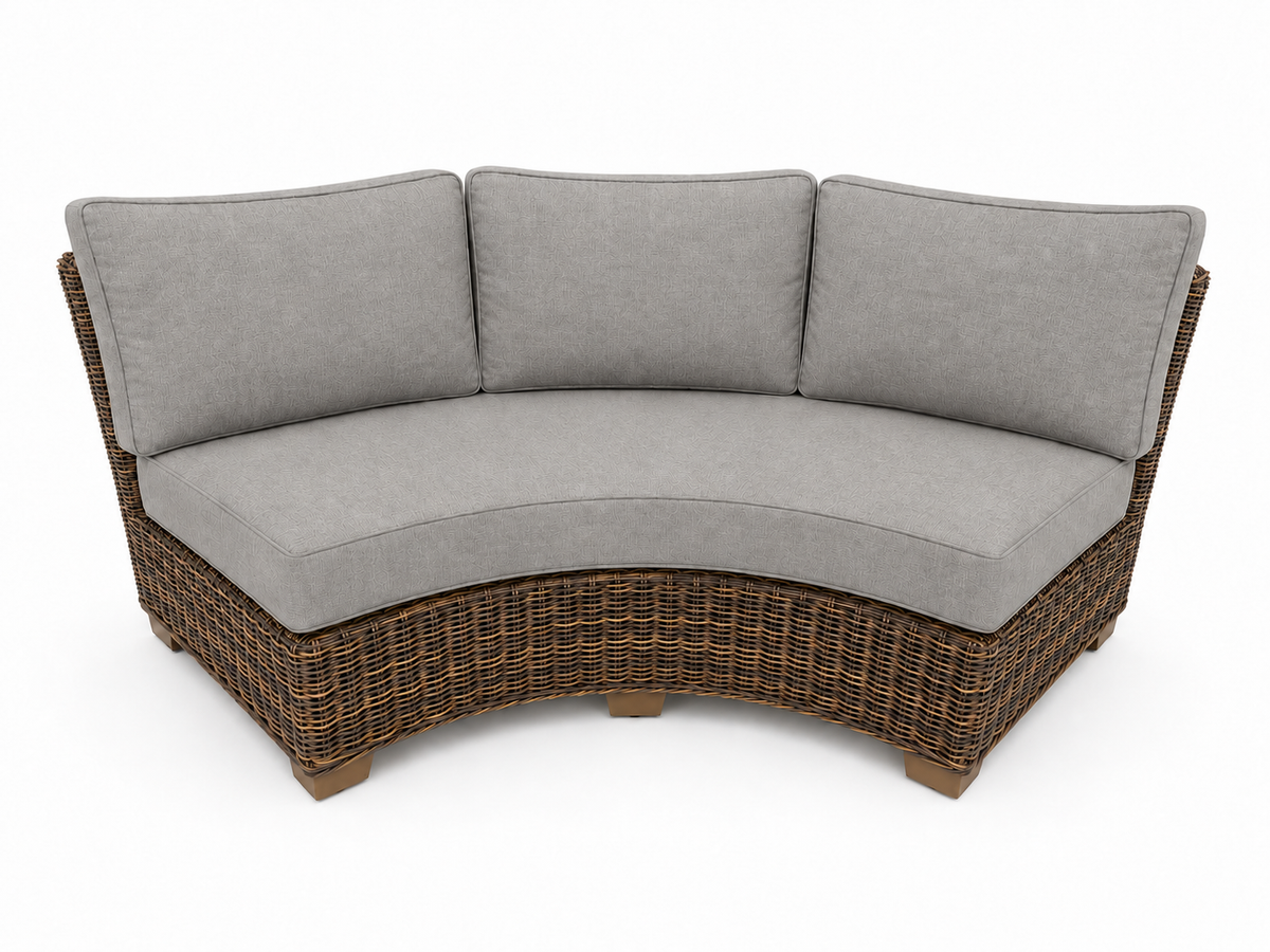 Seacoast Wicker Curved Sectional Piece in brown wicker, Cast Shale (40432)