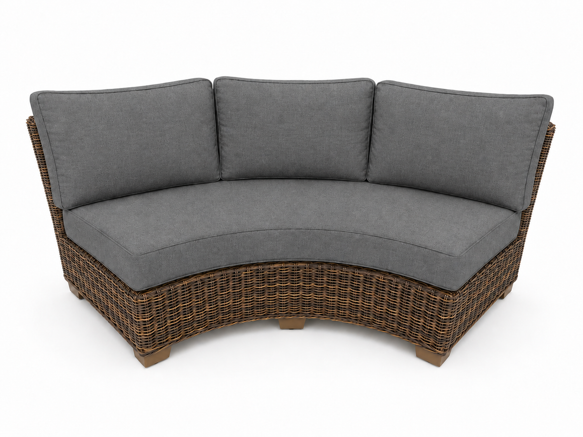 Seacoast Wicker Curved Sectional Piece in brown wicker, Cast Slate (40434)