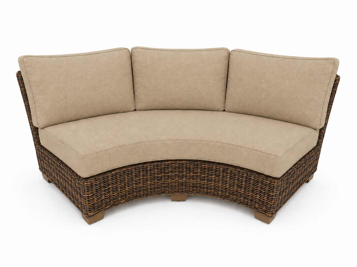 Seacoast Wicker Curved Sectional Piece in brown wicker, Spectrum Sand (48019)