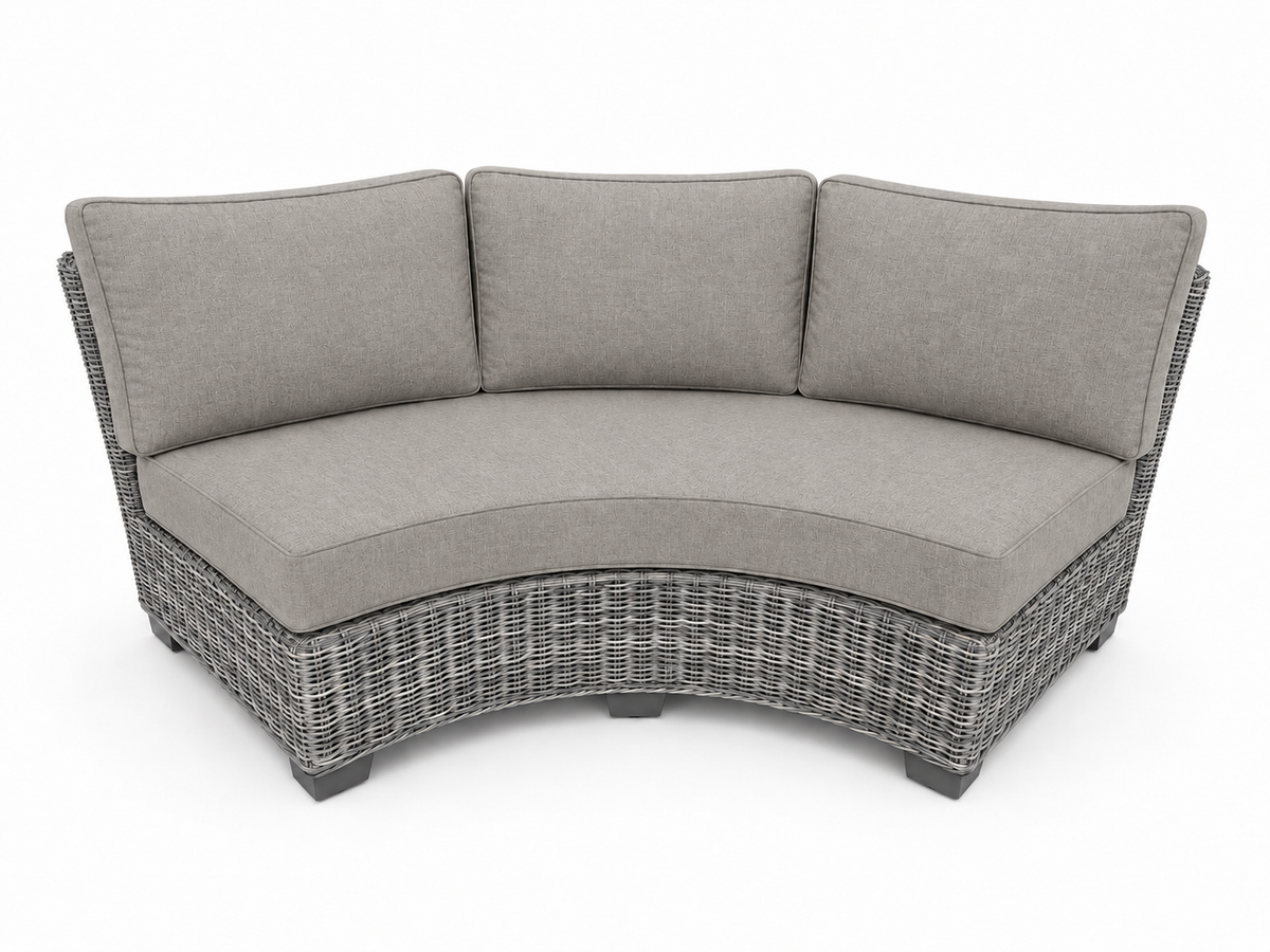 Seacoast Wicker Curved Sectional Piece in gray wicker, Cast Shale (40432)
