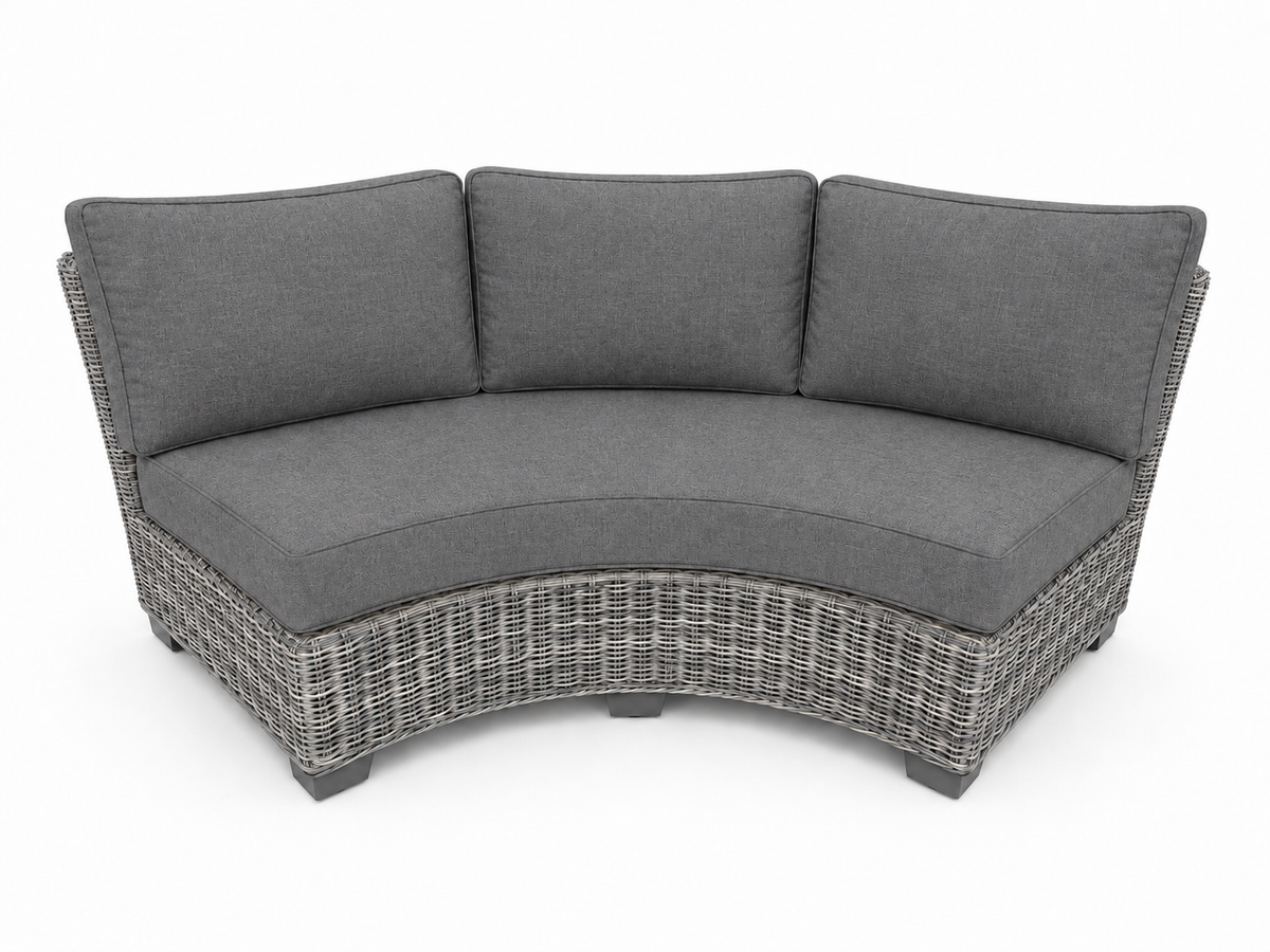 Seacoast Wicker Curved Sectional Piece in gray wicker, Cast Slate (40434)