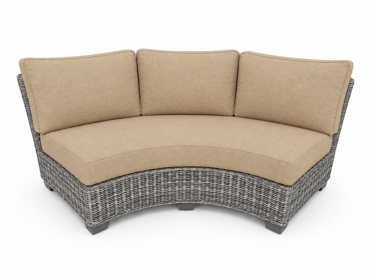 Seacoast Wicker Curved Sectional Piece in gray wicker, Spectrum Sand (48019)