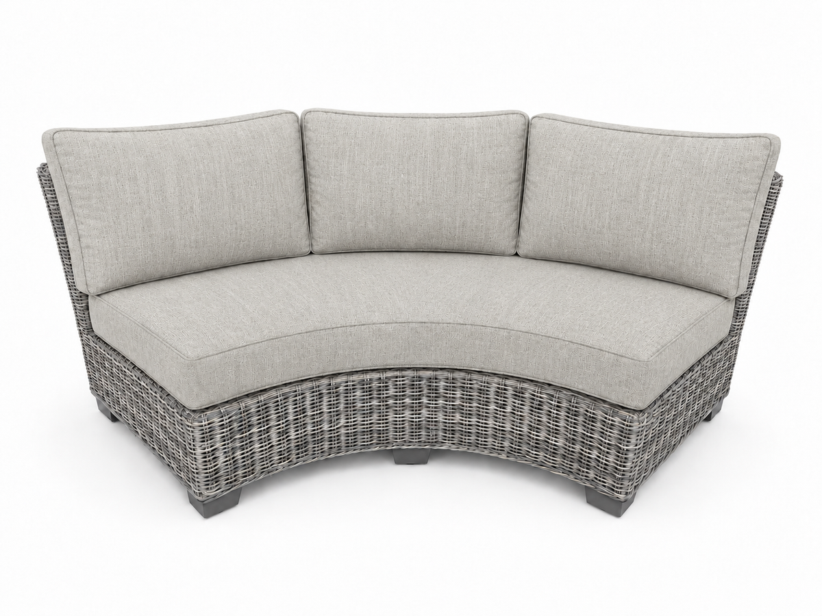 Seacoast Wicker Curved Sectional Piece in gray wicker, Canvas Granite (5402)