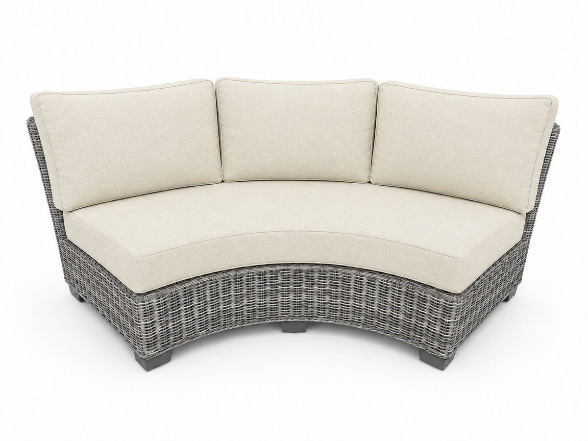Seacoast Wicker Curved Sectional Piece in gray wicker, Canvas Canvas (5453)