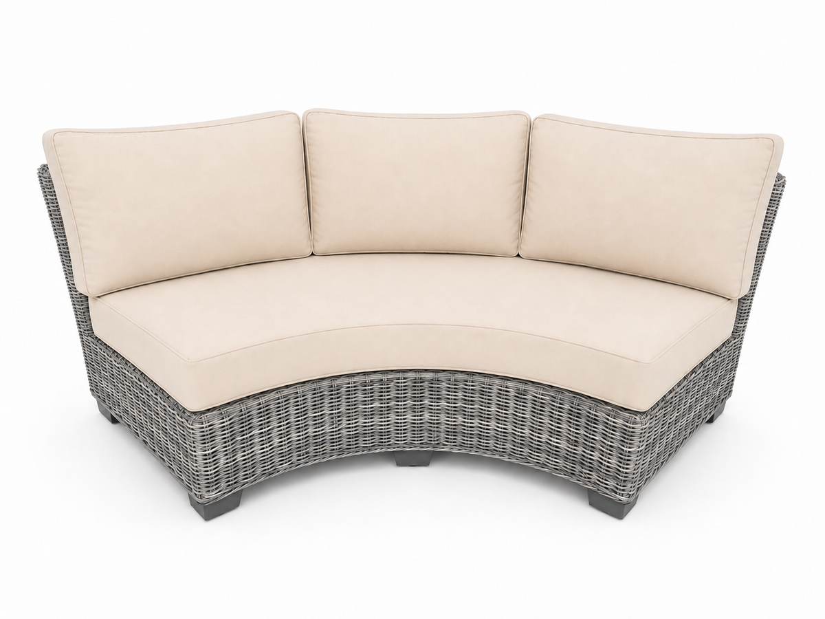 Seacoast Wicker Curved Sectional Piece in gray wicker