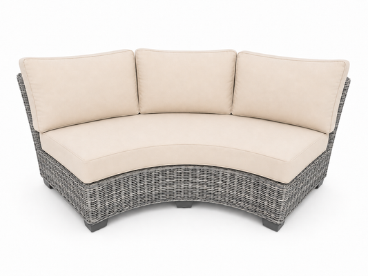 Seacoast Wicker Curved Sectional Piece in gray wicker
