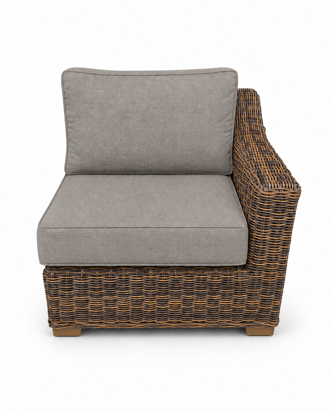 Seacoast Wicker Left-Arm Chair in brown wicker, Cast Shale (40432)