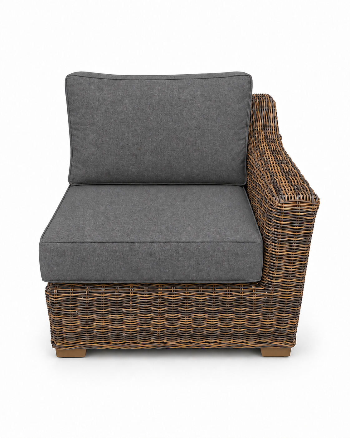 Seacoast Wicker Left-Arm Chair in brown wicker, Cast Slate (40434)