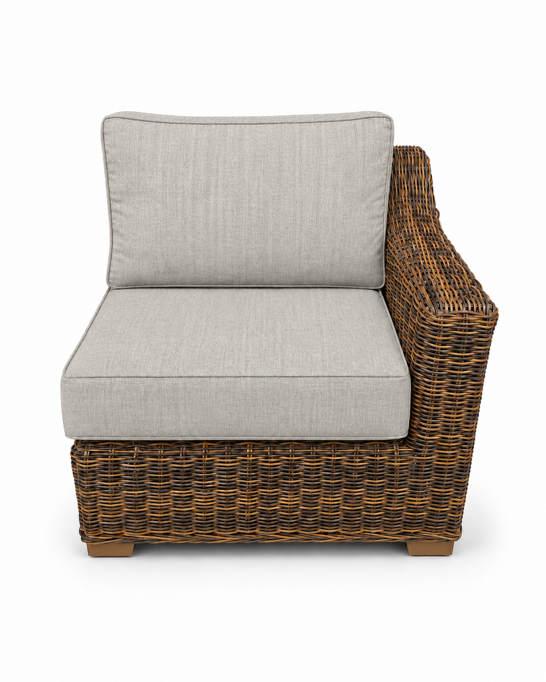 Seacoast Wicker Left-Arm Chair in brown wicker, Canvas Granite (5402)