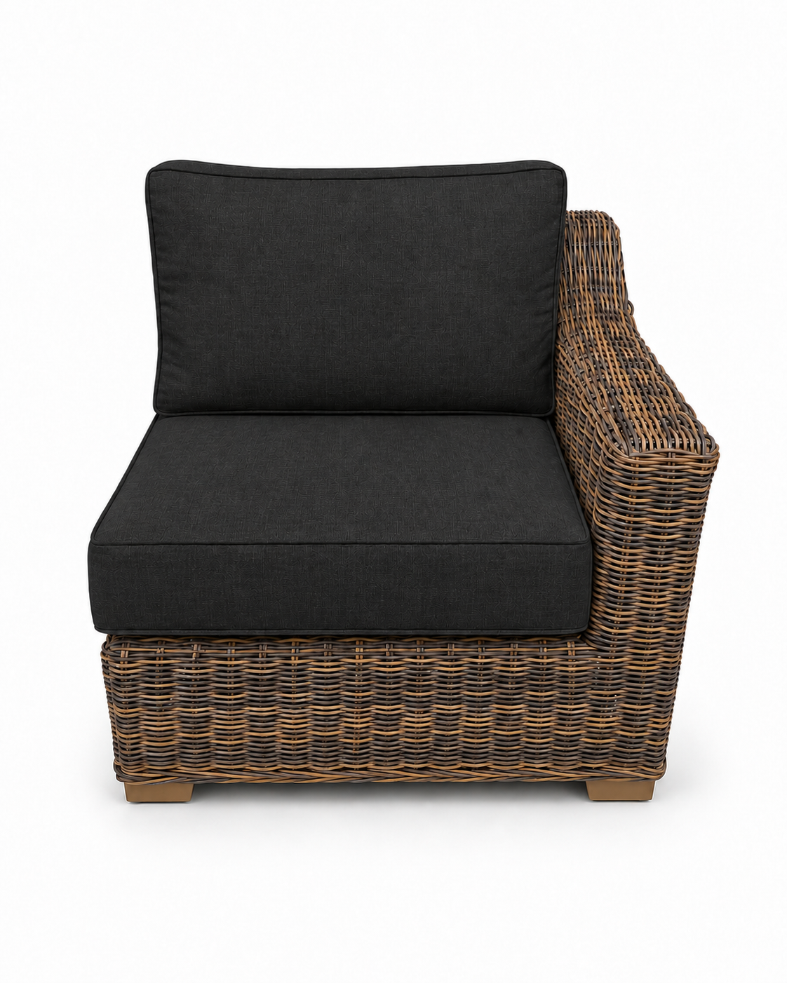 Seacoast Wicker Left-Arm Chair in brown wicker, Canvas Black (5408)