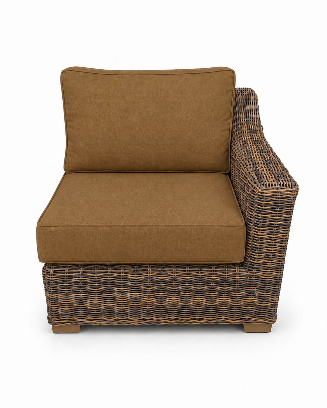 Seacoast Wicker Left-Arm Chair in brown wicker, Canvas Teak (5488)