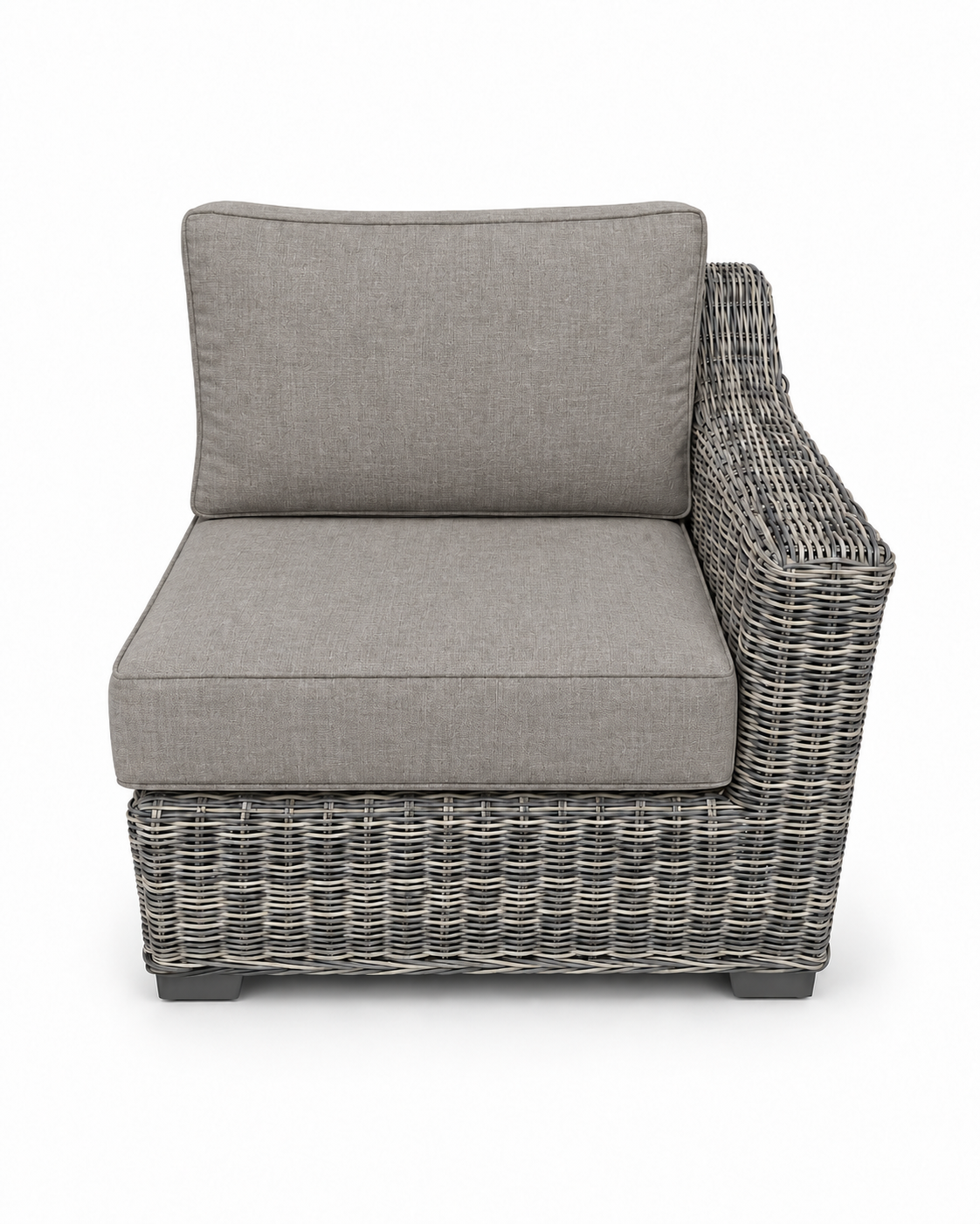 Seacoast Wicker Left-Arm Chair in gray wicker, Cast Shale (40432)