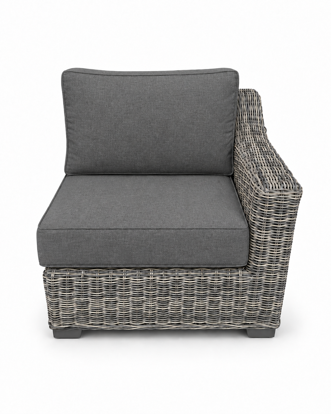 Seacoast Wicker Left-Arm Chair in gray wicker, Cast Slate (40434)