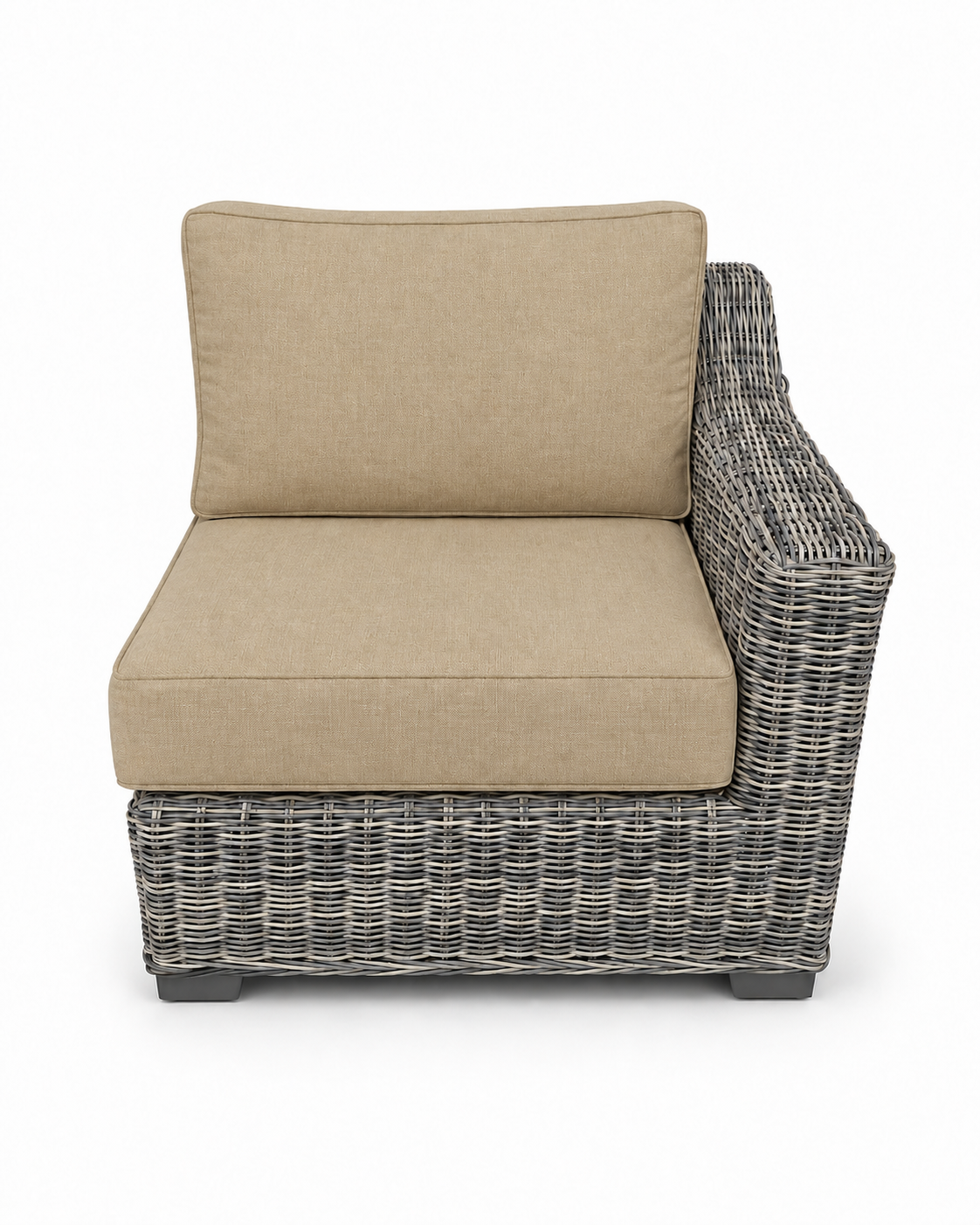 Seacoast Wicker Left-Arm Chair in gray wicker, Spectrum Sand (48019)