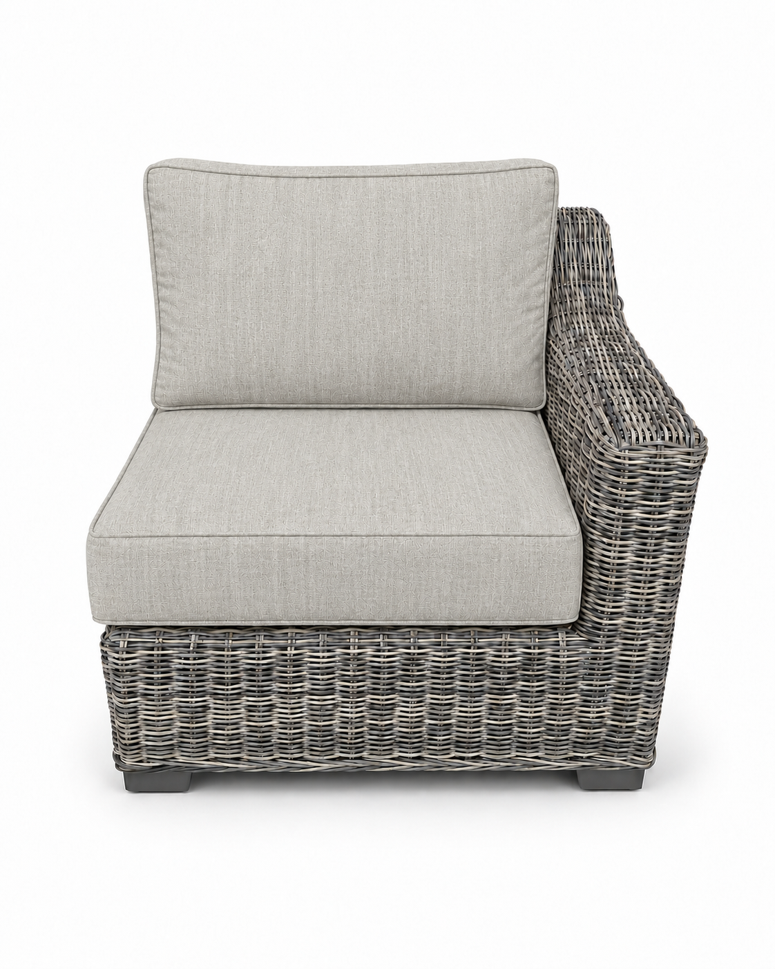 Seacoast Wicker Left-Arm Chair in gray wicker, Canvas Granite (5402)