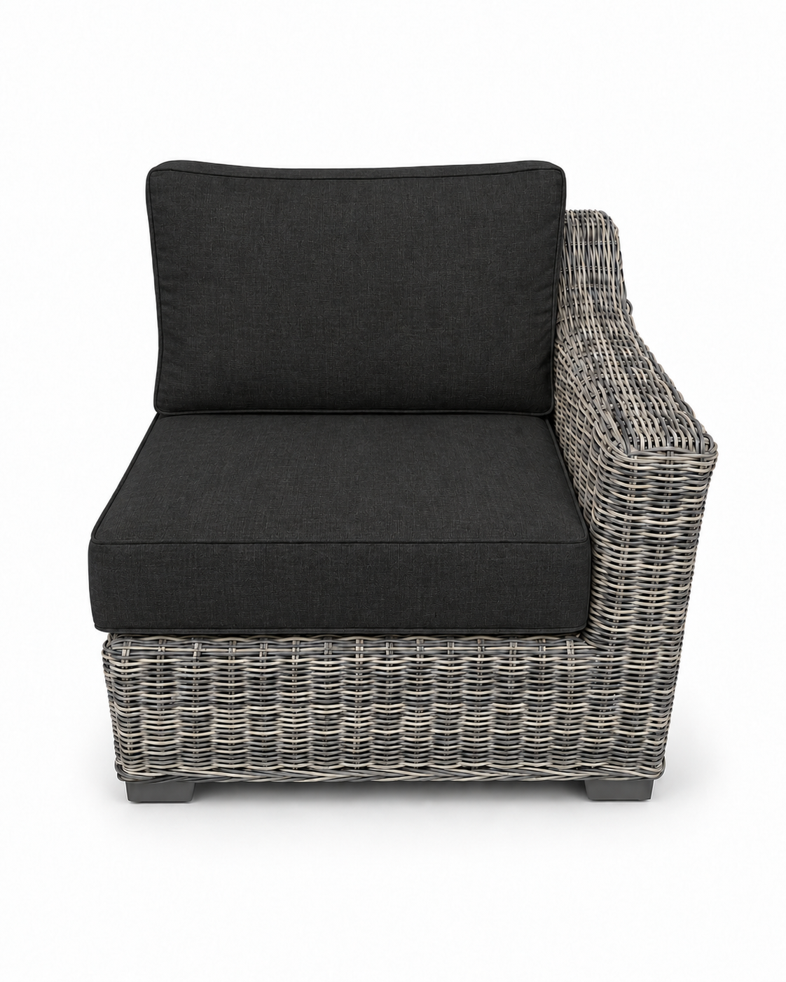 Seacoast Wicker Left-Arm Chair in gray wicker, Canvas Black (5408)