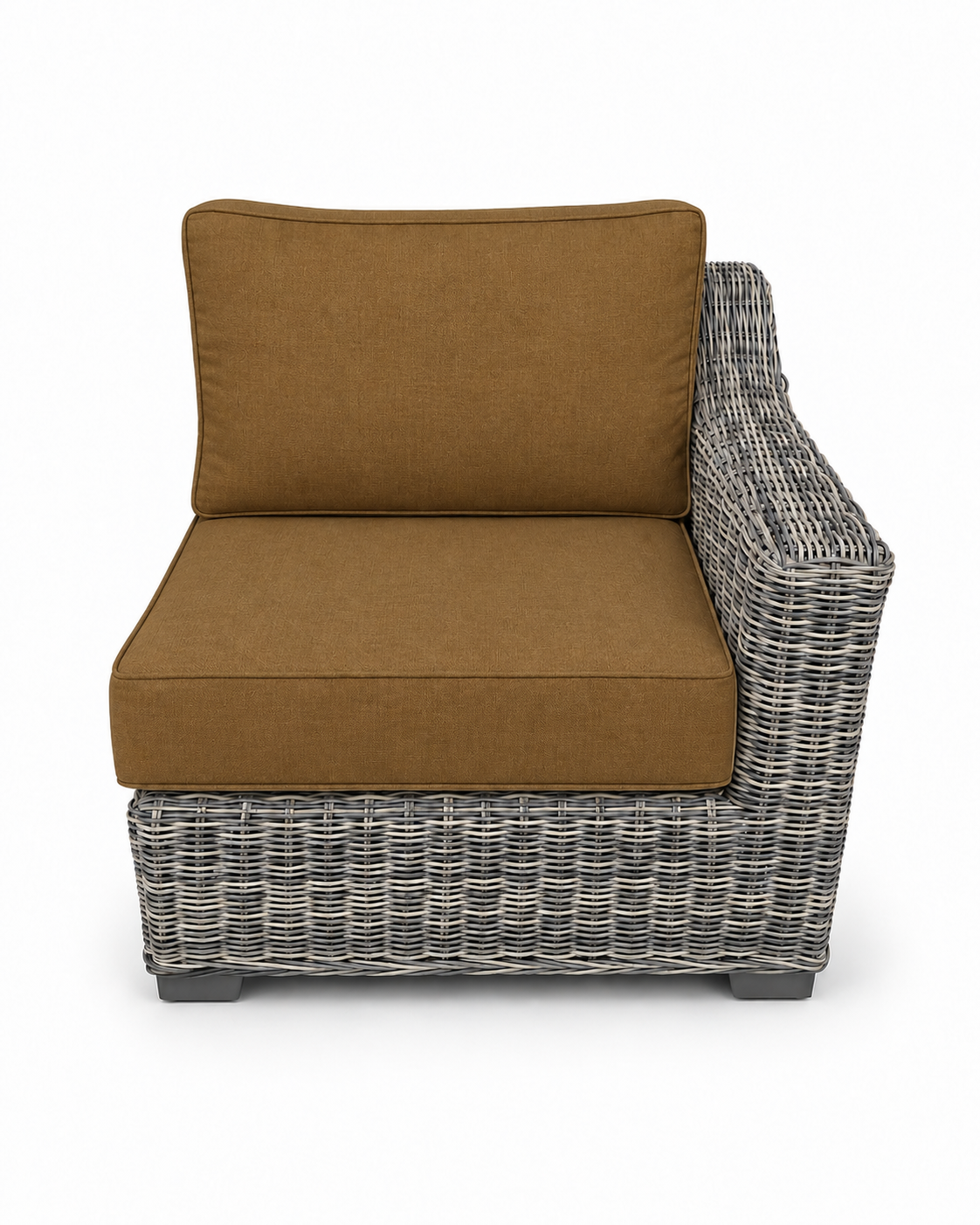 Seacoast Wicker Left-Arm Chair in gray wicker, Canvas Teak (5488)